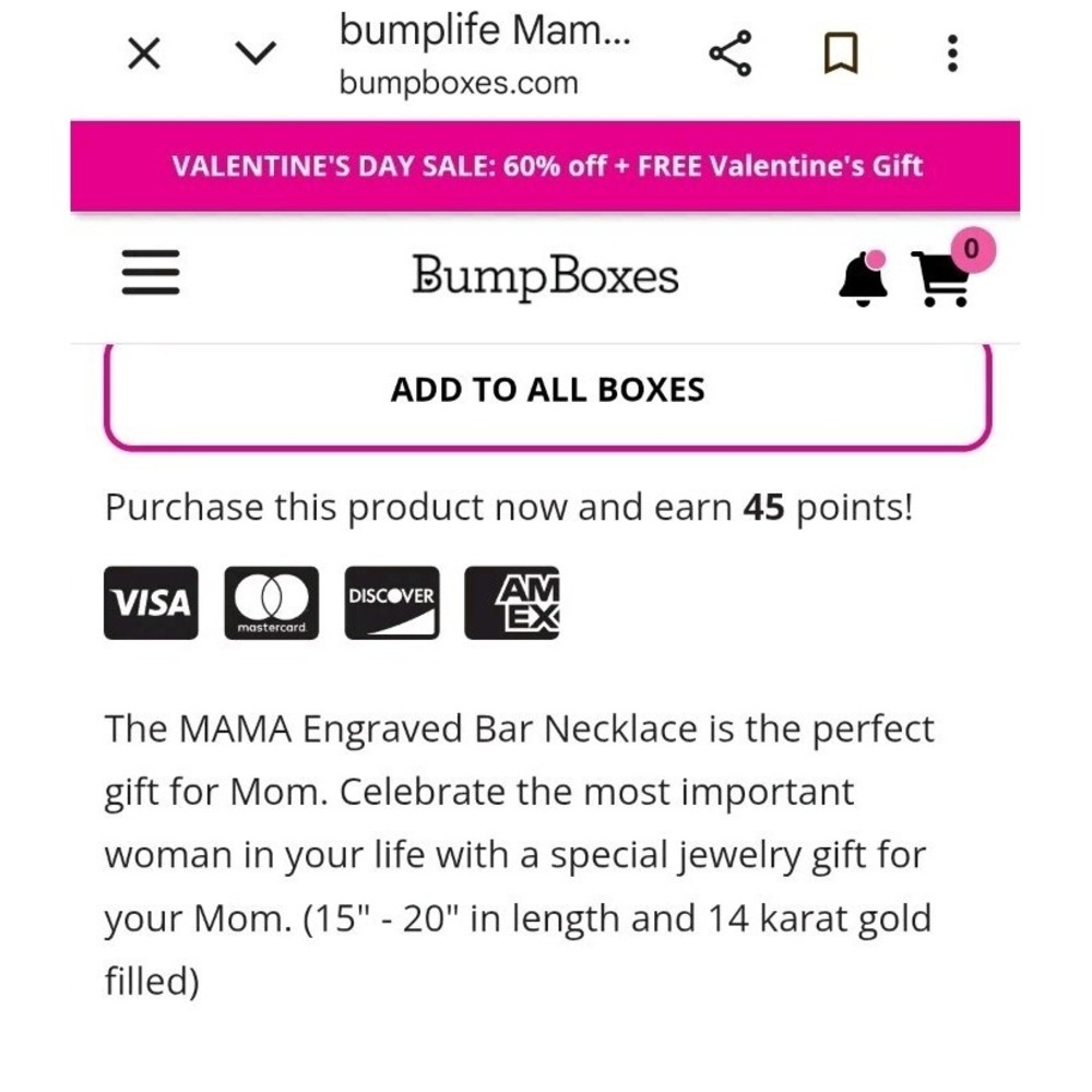 Mama Necklace Bump Box Gold Filled Looks Good On You Bumplife Push Gift 20" - Picture 9 of 9